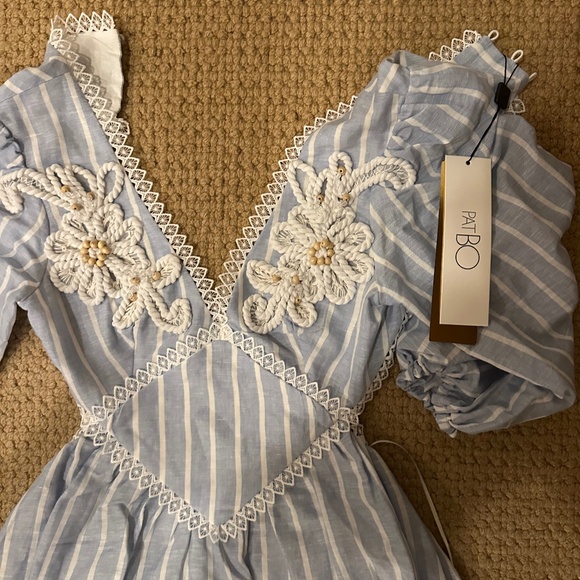 PatBO Dresses & Skirts - PatBO Blue and White Striped Mini Dress